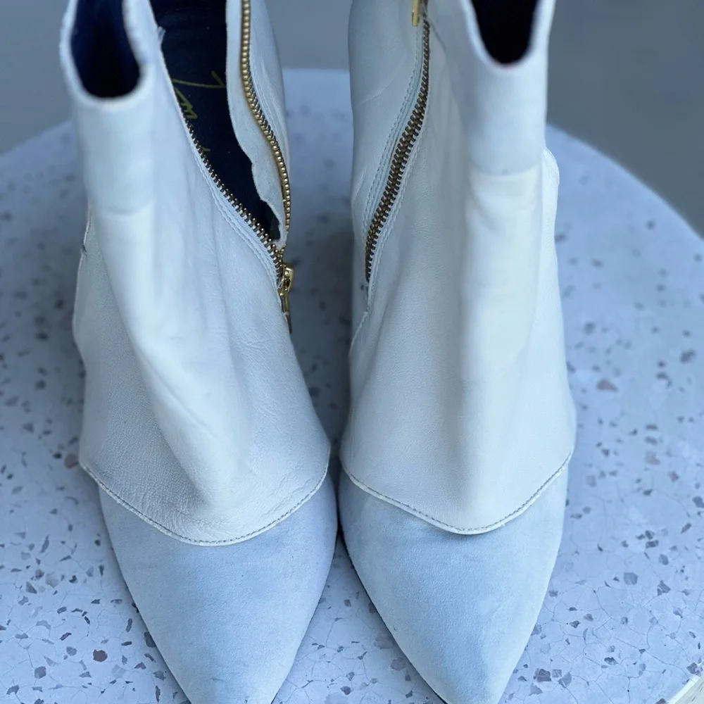 London Trash White Leather Wedge Ankle boots